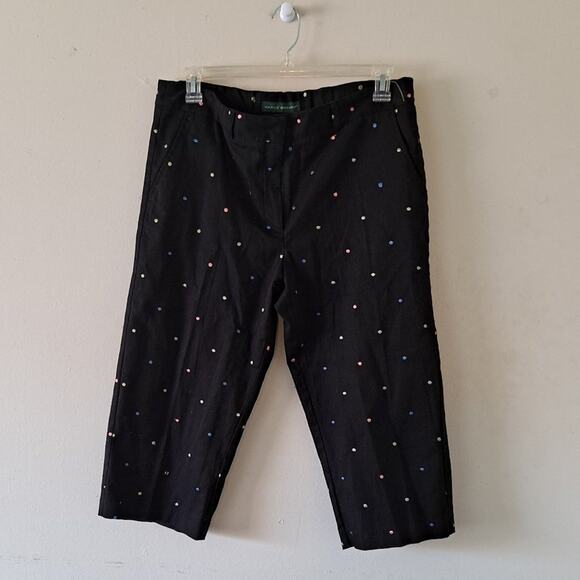Black multicolored polka dotted Crop Pant - Sz 16P - Picture 11 of 14
